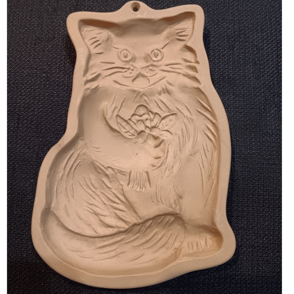 Vintage 1984 Brown Bag Cookie Art Cat Stoneware Cookie Mold Wall Hanging Decor